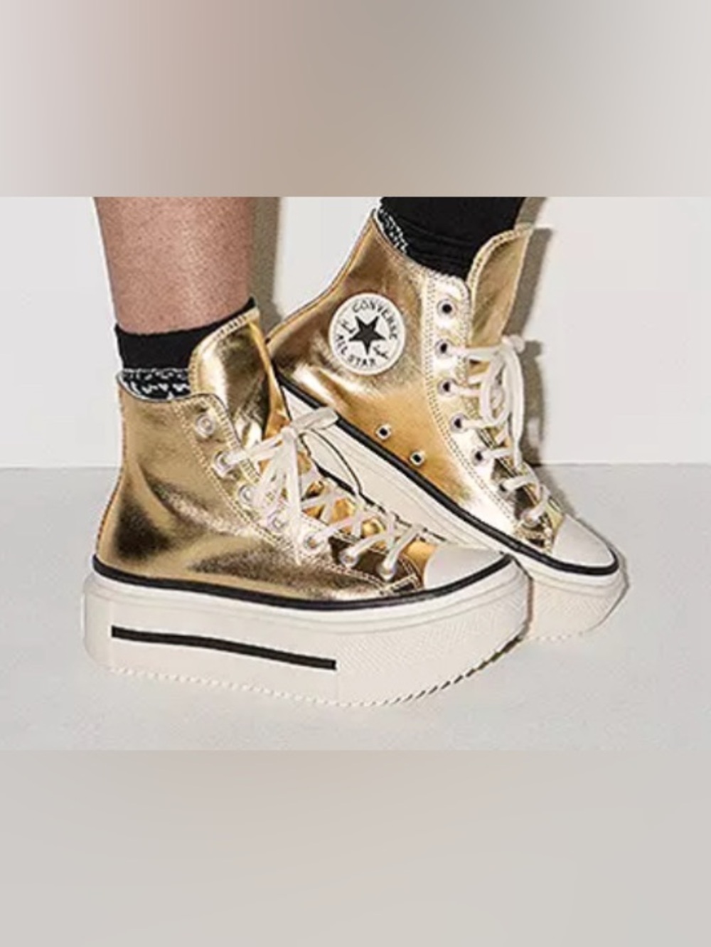Converse Metallic Gold Platform Sneakers - Picture 8 of 9